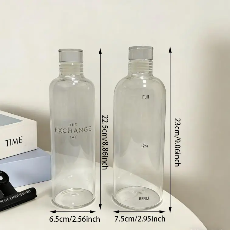 Tägliche Trink-Tracker-Flasche aus Ganzglas