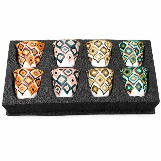 Boho geometrische Keramiktasse 8-teiliges Geschenkset für Kaffee Tee