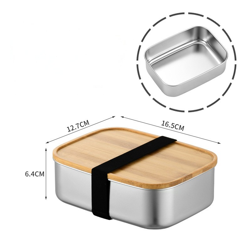 Lunchbox aus Edelstahl mit Bambusdeckel