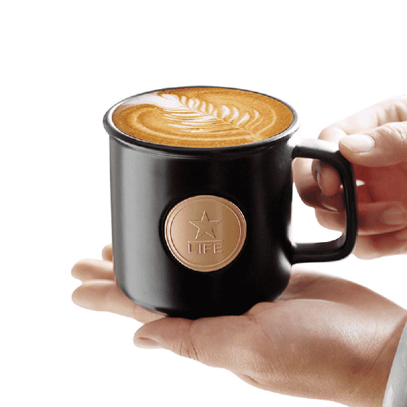 Star LIFE Keramik-Kaffeetasse mit Deckel und Löffel