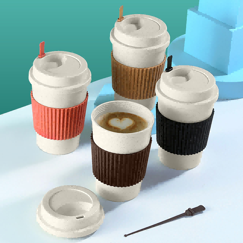 Wiederverwendbare Kaffee-Reisetasse aus Weizenstroh